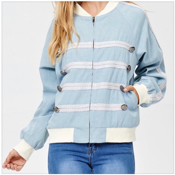 Jagger Military Chambray Bomber Jacket - Picture 2 of 8